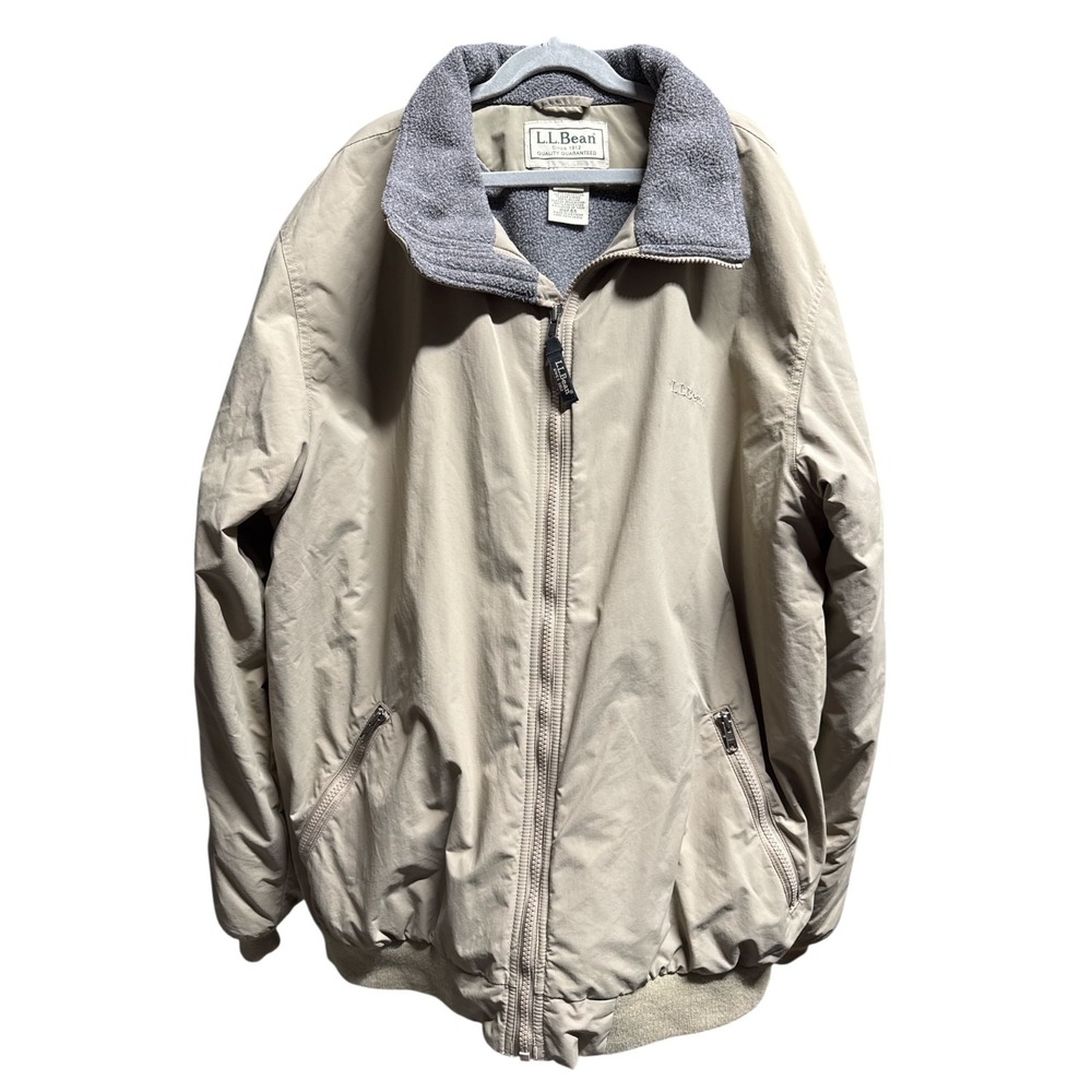 Vintage‎ L.L. Bean Warm Up Classic Jacket Fleece Lined Bomber Tan Large Tall